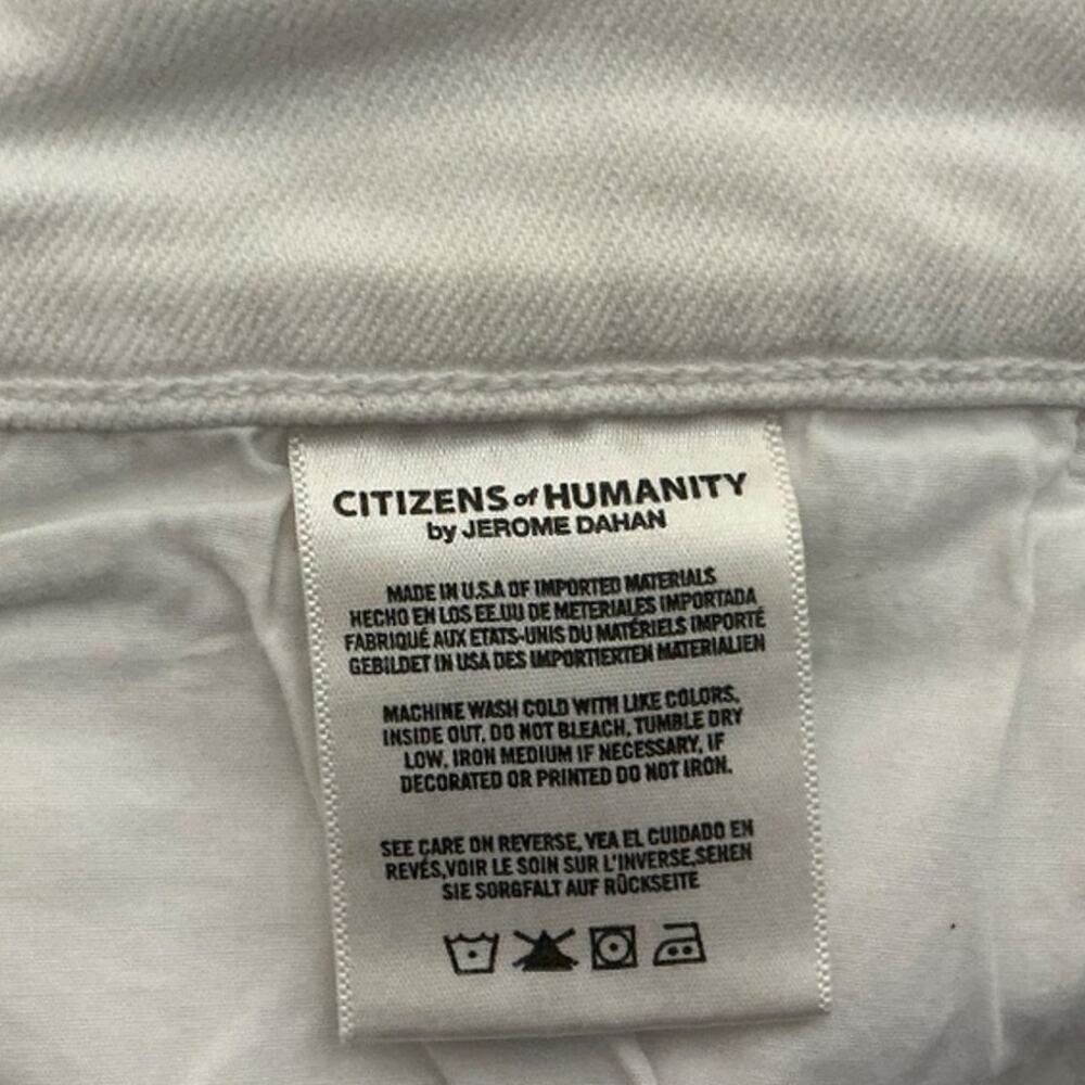 CITIZEN OF HUMANITY Elsa Mid Rise Slim Fit Crop White Embroidered Jeans Size 28 - Picture 12 of 15